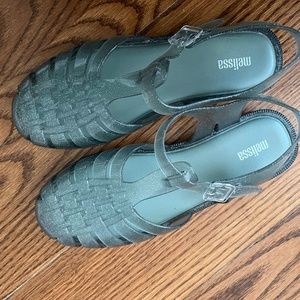 LIKE NEW  Glittered Melissa Possession Shiny Jellybeans sandals